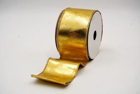Light GoldSolid Metallic Design Wired Ribbon_KF7700G-13