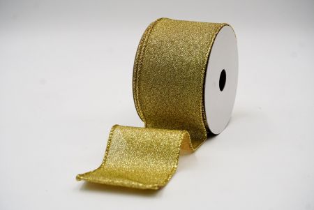 Kultakeltainen metallinen yksivärinen johdotettu nauha_KF7701G-2