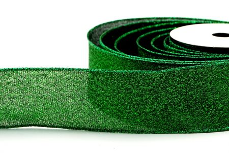 Ruban métallique uni de couleur verte avec fil métallique_KF7701GH-3
