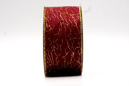 Ruban métallique rouge à motif abstrait de foudre avec fil_KF7704G-8
