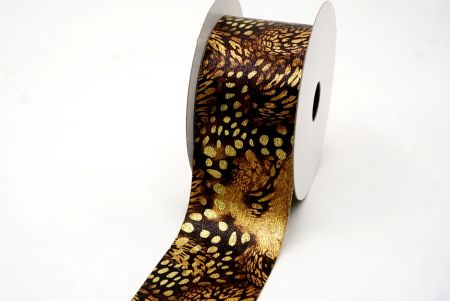 Black- Gold Animal Print Design Ribbon_KF7707-58