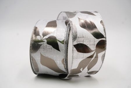 Серая металлическая фольга с дизайном листьев, проволочная лента_KF7709G-1