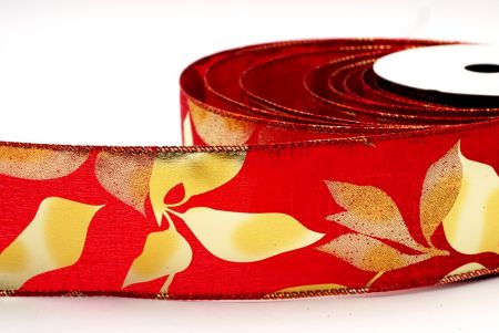 Cinta metálica con diseño de hojas rojas y doradas_KF7709GR-7