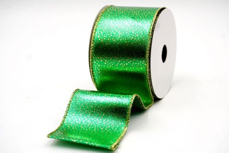 Green - Dotted Metallic Wired Ribbon_KF7711G-3