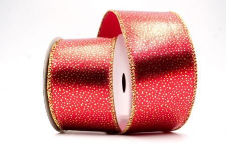 Red - Dotted Metallic Wired Ribbon_KF7711G-7