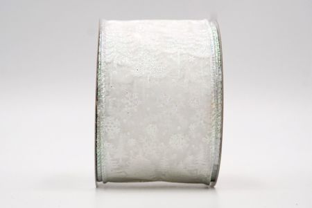 Valkoinen läpinäkyvä - Mäntyjen ja lumikiteiden langallinen nauha_KF7712GN-1