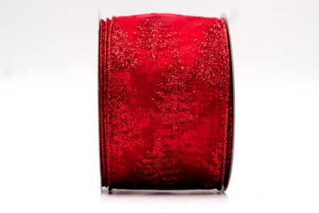 Vermelho - Fita com pinheiros com glitter_KF7718GR-7R