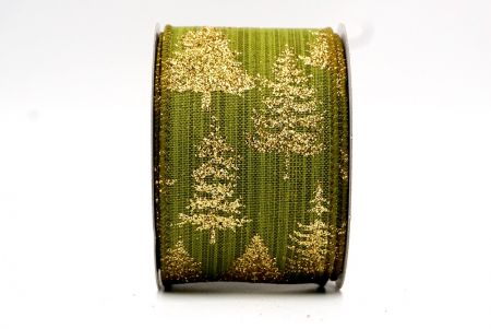 Green- Glittered Pine Trees Wired Ribbon_KF7721GC-15-185
