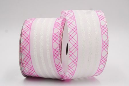 Pink Glitter Stripes and Overlapping Triangle Wired Ribbon_KF7724GN-5