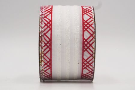 Red Glitter Stripes and Overlapping Triangle Wired Ribbon_KF7724GN-7