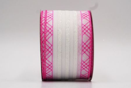 Pink/White Glitter Stripes and Overlapping Triangle Wired Ribbon_KF7725GC-5-218