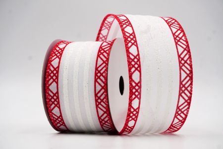 Red/White Glitter Stripes and Overlapping Triangle Wired Ribbon_KF7725GC-7-7
