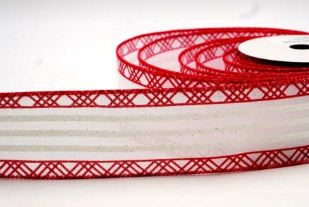 Red/White Glitter Stripes and Overlapping Triangle Wired Ribbon_KF7725GC-7-7