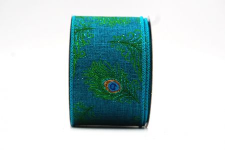 Ruban filaire avec motif de plume de paon bleu vert_KF7728GC-55-55
