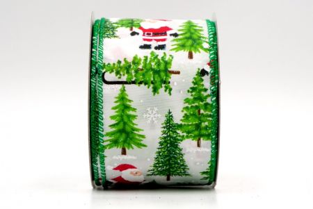 Bordo bianco e verde - Nastro metallico con Babbo Natale e albero di Natale_KF7730GC-1-49