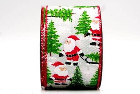 White and Red Edge - Santa Claus and Pine Tree Wired Ribbon_KF7731GC-1-7
