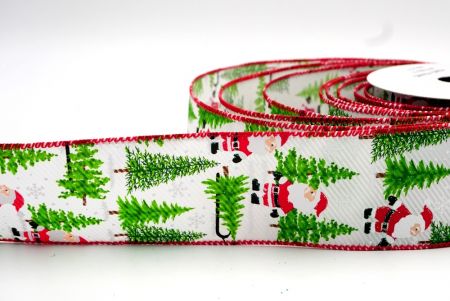 Bordo bianco e rosso - Nastro metallico con Babbo Natale e albero di Natale_KF7731GC-1-7