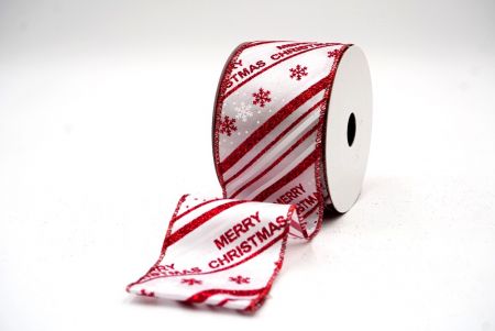 Fehér & Piros Karácsonyi csíkok & Hópelyhek minta drótkötésű szalag_KF7734GR-1