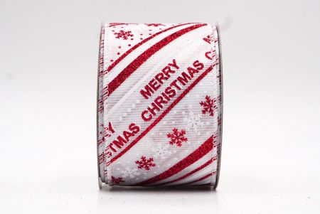 Ruban filaire avec motif de rayures de Noël blanches et blanches et flocons de neige_KF7735GC-1