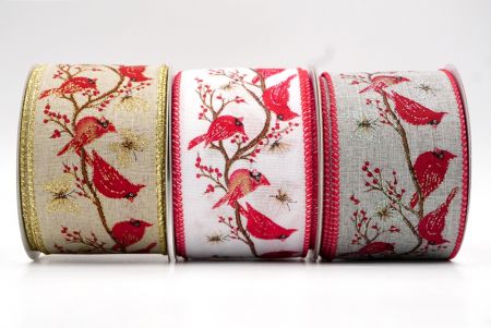 Cardinal Bird and Butterfly Wired Ribbon