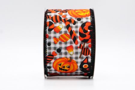 Black Halloween Pumpkin & Treats Wired RibbonKF7742GC-53-53_black