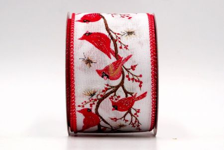 White - Cardinal Bird and Butterfly Wired Ribbon_KF7743GC-1-7