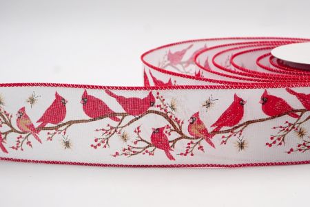 White - Cardinal Bird and Butterfly Wired Ribbon_KF7743GC-1-7