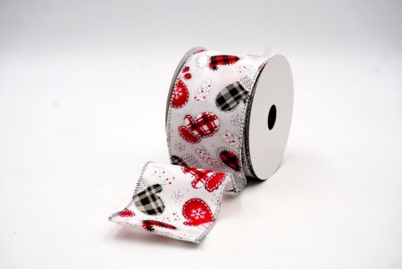 White,Red& Black Christmas Gloves Design Wired Ribbon_KF7747G-1