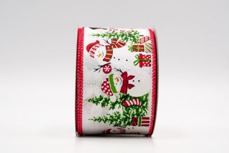 White and Red Edge - Snowman in Stripe and Polka Dots Attire Ribbon_KF7755GC-1-7