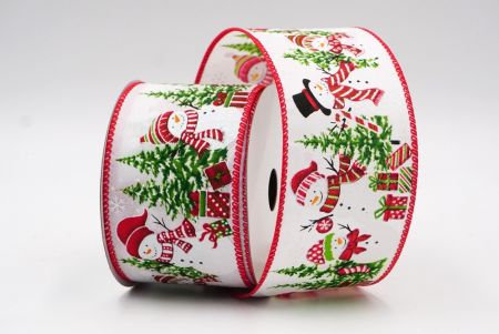White and Red Edge - Snowman in Stripe and Polka Dots Attire Ribbon_KF7755GC-1-7