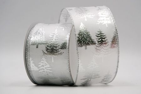 Weiß - Silberner glänzender Tannenbaum-Ribbon_KF7761G-1