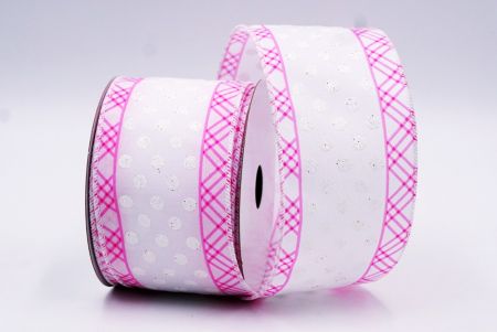 Світло-рожева & Білі блискітки крапки & Перекриваючий трикутний край дротяна стрічка_KF7771GC-1