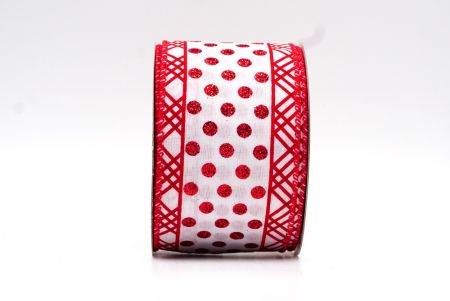 White & Red Glitter Dots & Overlapping triangle Edge Wired Ribbon_KF7773GC-1-7