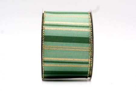 Tiffany Green & Gold Christmas-Inspired Stripe Wired Ribbon_KF7782GV-15