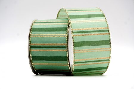 Tiffany Green & Gold Christmas-Inspired Stripe Wired Ribbon_KF7782GV-15