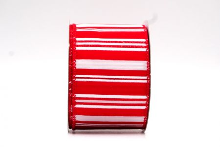 Wstążka druciana w kolorze czerwonym & białym z wzorem inspirowanym Bożym Narodzeniem_KF7783GC-1-7