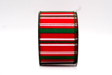 Cinta con rayas inspiradas en la Navidad en rojo y verde, con cable_KF7784GC-3-800