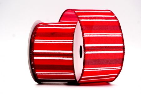 Проволочная лента в красно-бордовых полосках, вдохновленная Рождеством_KF7784GC-8-8