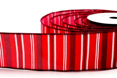 Різдвяна стрічка червоного та бордового кольору зі смужками_KF7784GC-8-8