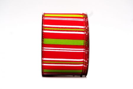 Red & Yellow,White  Christmas-Inspired Stripe Wired Ribbon_KF7784GR-7