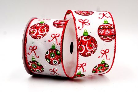 Білий і червоний дизайн з дротом різдвяних кульок КФ7785ГЦ-1-7