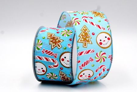 Light Blue Sweet Christmas Candies Wired Ribbon_KF7788GC-12-12
