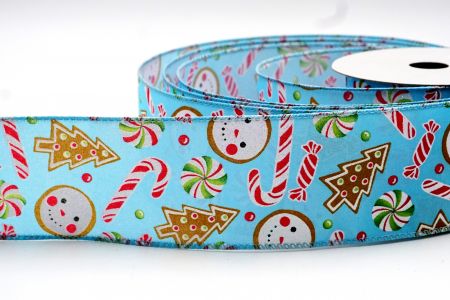 Light Blue Sweet Christmas Candies Wired Ribbon_KF7788GC-12-12
