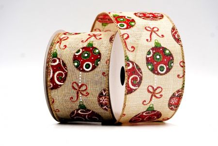 Diseño de cintas alámbricas con bolas de Navidad crema claro_KF778GC-13-183