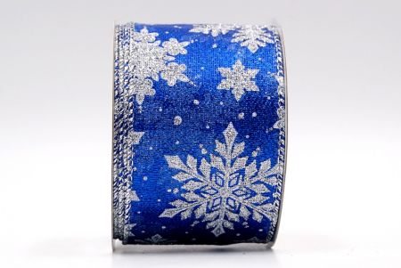 Синій прозорий - блискучі сніжинки з дротом стрічка_KF7798G-4