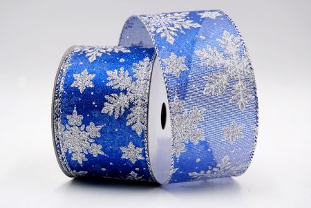 Blue Sheer- Sparkly Snowflakes Wired Ribbon_KF7798G-4