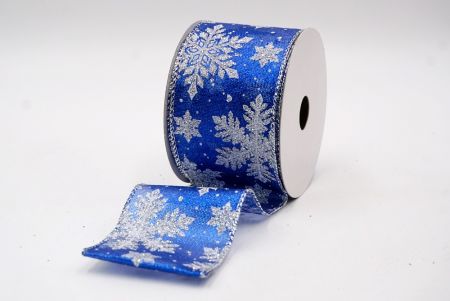 Синій прозорий - блискучі сніжинки з дротом стрічка_KF7798G-4
