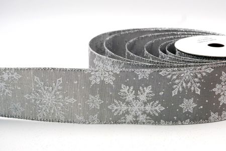Gray- Sparkly Snowflakes Wired Ribbon_KF7800G-50