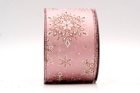 Baby Pink- Sparkly Snowflakes Wired Ribbon_KF7801GM-5