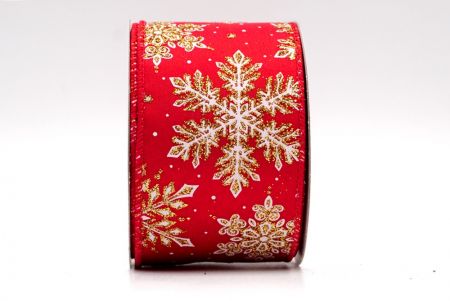 Ruban filaire à motifs bonnet de Père Noël et baies de houx - Rouge doré_KF7802GC-7-7